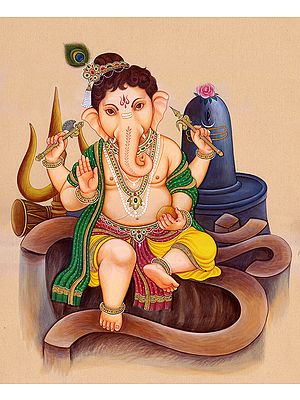 Child Ganesh Installed on the Sacred Syllable AUM