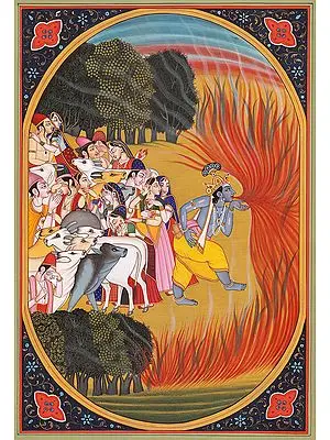 Shri Krishna Consumes Forest Fire