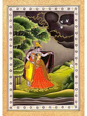 Krishna Protects Radha from the Thunderstorm
