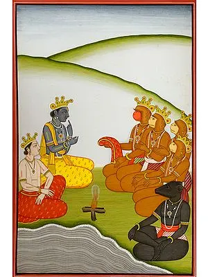 Rama and Lakshmana Confer with Sugriv, Hanuman and Others