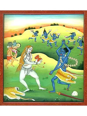 Goddess Kali Dancing with Her Companions to the Tune of Lord Shiva's Damaru
