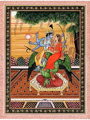 Vishnu with Lakshmi Seated on His 'Vahana' Garuda