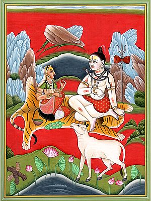 Lord Shiva and Parvati on Mount Kailash