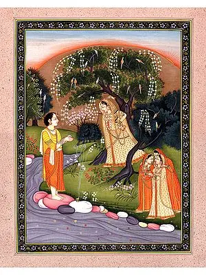 Bhagawan Shiva Performing Sandhya as Parvati Looks On