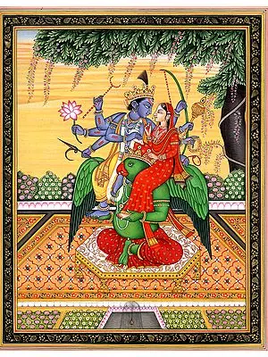 Vishnu with Lakshmi Seated on His 'Vahana' Garuda