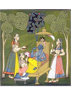 Krishna and Gopikas in the Garden of Love