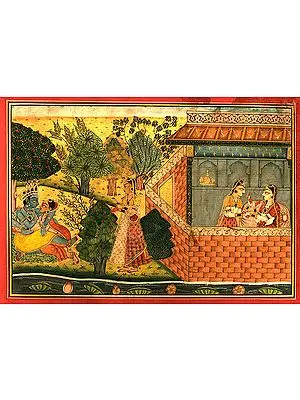 Krishna's Amorous Sports with Radha (Basholi School)