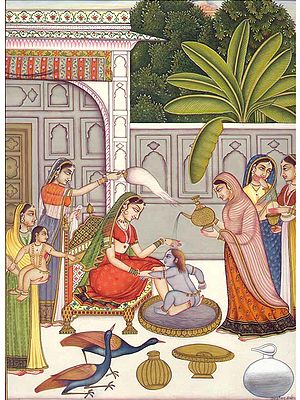 Little Krishna Gets a Bath
