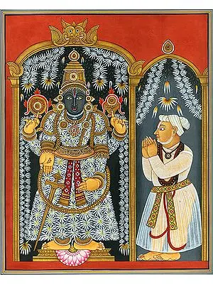 Lord Venkateshvara as Balaji with a Devotee