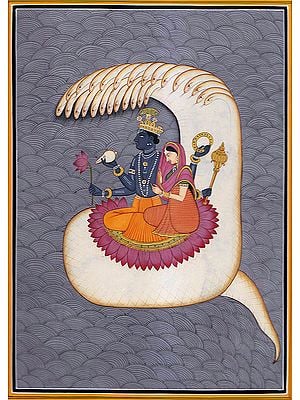 Lord Vishnu and Goddess Lakshmi on Sheshnag