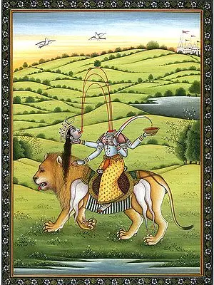 Mahavidya Chinnamasta Riding Lion