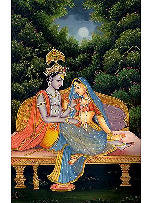 Moonlit Love (Radha Krishna on a Couch)