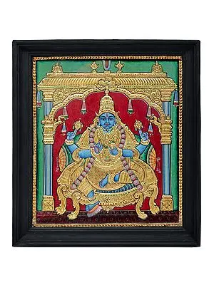 Dhanvantari Tanjore Painting | Traditional Colors with 24K Gold | Teakwood Frame