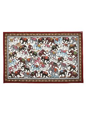 28" x 18" Elephants Patachitra Paintings |Traditional Colors | Handmade | Heard of Elephants Patachitra Paintings | Made in India