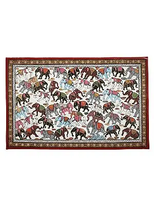 28" x 18" Elephants Patachitra Paintings |Traditional Colors | Handmade | Heard of Elephants Patachitra Paintings | Made in India