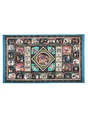 37" x 23" Life Events of Lord Krishna Patachitra Paintings |Traditional Colors | Handmade | Krishna Leela Patachitra Paintings | Made in India