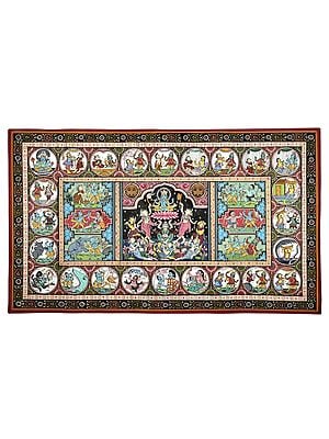 39" x 23" Shri Krishna Lila  Patachitra Paintings |Traditional Colors | Handmade | Vishnu Patachitra Paintings | Made in India