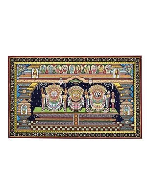 39" x 24" Large Shri Jagannatha in King's Costume Patachitra Paintings | Handmade | Traditional Colors Krishna | Shri Jagannatha Patachitra Paintings | Made in India