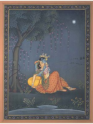 Radha Krishna in Moonlit Light