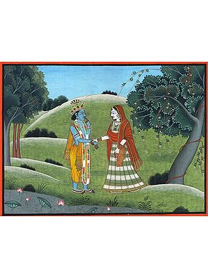 Radha Prevents Krishna from Leaving