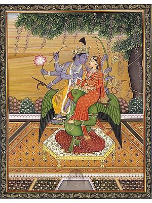 Vishnu with Lakshmi Seated on His 'Vahana' Garuda