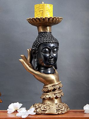 10" Brass Buddha Candle Stand | Handmade