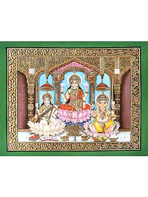 Pooja Of Sarasvati-Lakshmi-Ganesha