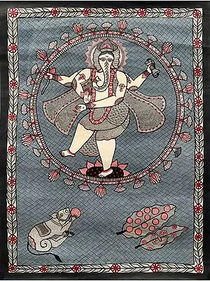 Dancing Ganesha In A Cosmic Lotus Aureole
