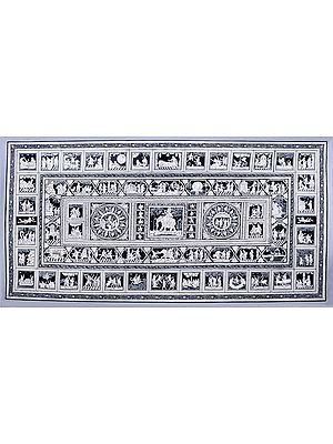 Monotone, Highly Intricate Krishnaleela Panels (Composite Painting)