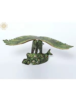 13" Eagle Hunting a Fish | Brass Bird Figurines