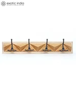 24" Wall Hanging Wooden Hanger with Iron Hooks