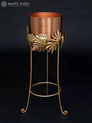 31" Designer Planter with Rose Gold Bowl | Home Decor