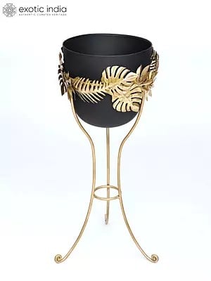 32" Designer Planter with Black Bowl | Home Decor