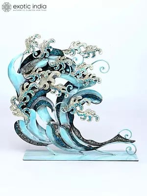 26" Iron Mosaic Sea Waves | Table Decor Showpiece