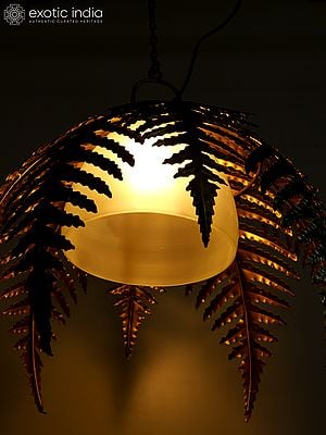 22" Designer Ceiling Hanging Lamp Covered with Iron Leaves | Home Decor