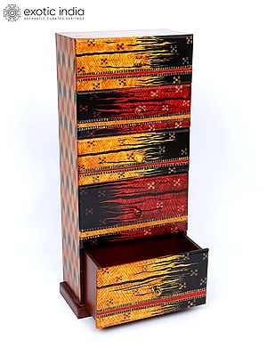 36" Wooden Hand-Painted Chest of 5 Drawers