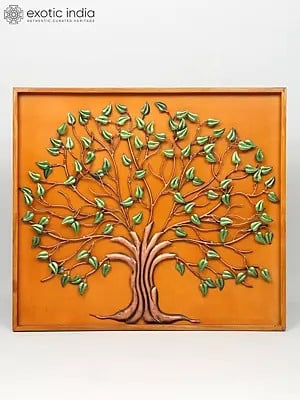 38" Wood Framed Iron Tree of Life | Wall Hanging