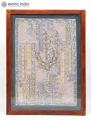 44" Zardozi Work Fabric Decorative Wood Frame | Wall Hanging