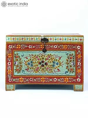 20" Wooden Hand-Painted Storage Box