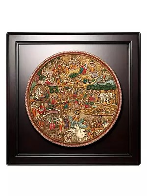 Shri Krishna's Life Story In One Frame | Wood and Resin Wall Hanging Frame