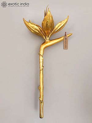 32" Handcrafted Brass Lotus Door Handle - Designer Architectural Hardware