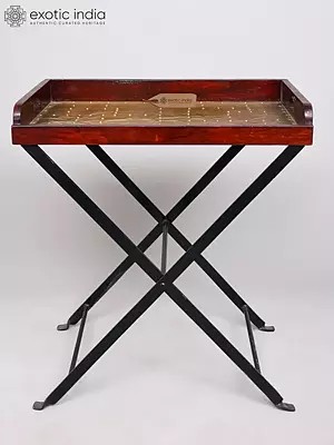 27" Handcrafted Wooden Folding Serving Table - Classic Home Accent