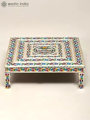 21" Square Shaped Wooden Chowki/Pedestal
