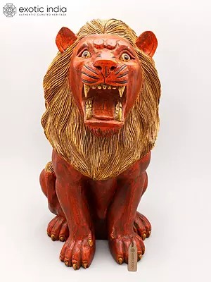 24" Royal Roaring Lion Sculpture - Handcrafted Majestic Home Decor