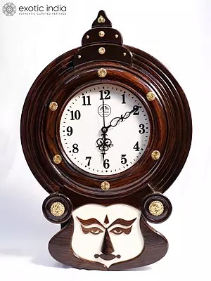 23" Decorative Wall Clock for Home with Kathak Face | Rosewood Item For Home
