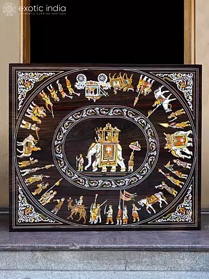 48" Square Table Top with Royal Procession of King | Rosewood Item For Home