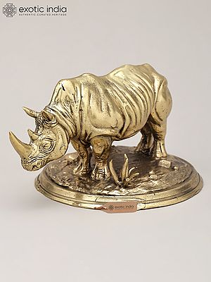 5" Small Superfine Rhinoceros Figurine | Brass Statue | Table Decor
