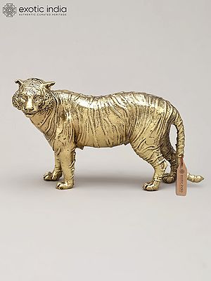 5" Superfine Brass Tiger Figurine | Table Decor