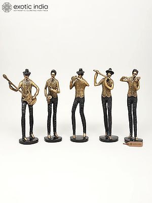 11" Set of Five Musicians | Home Decor | Brass Statues