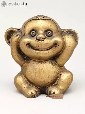 3" Small Brass Decorative Monkey Statue | Table Decor
